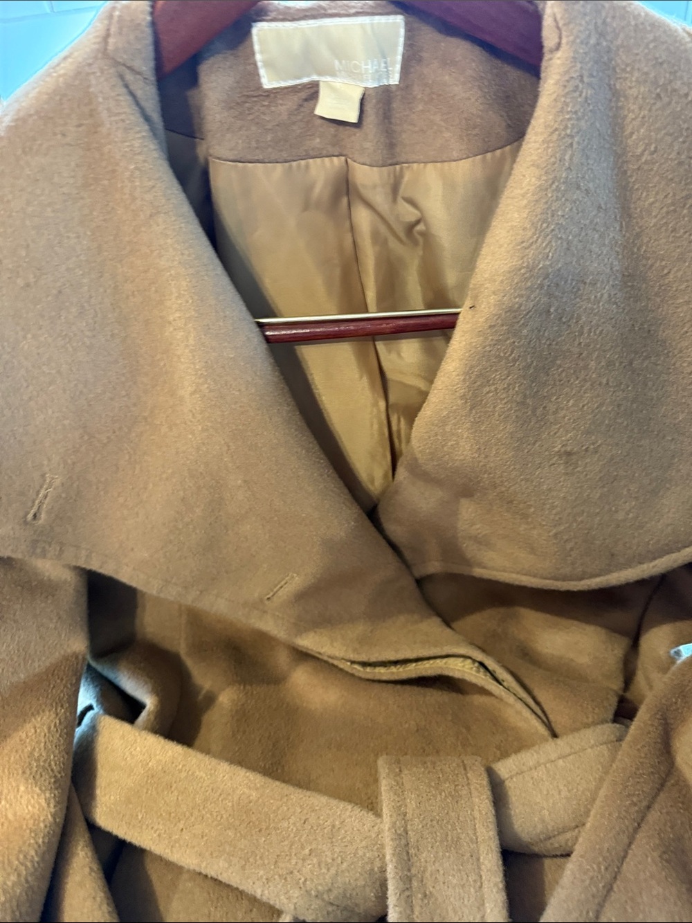 Michael Kors Woman’s XL Camel Belted Wool long Trench Coat